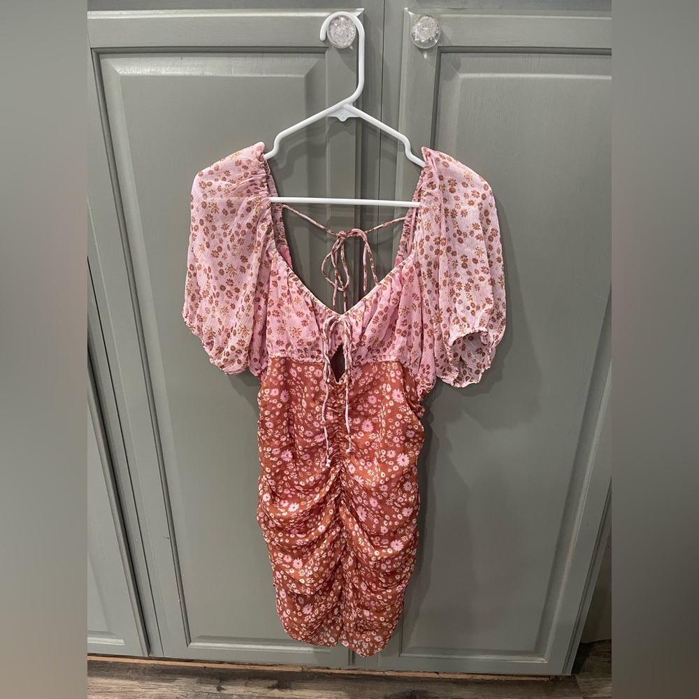Free People Floral Scrunch Dress NWOT